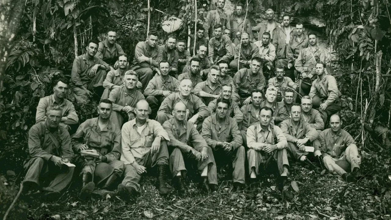 Members of the 1st Division staff on Guadalcanal, August 1942.