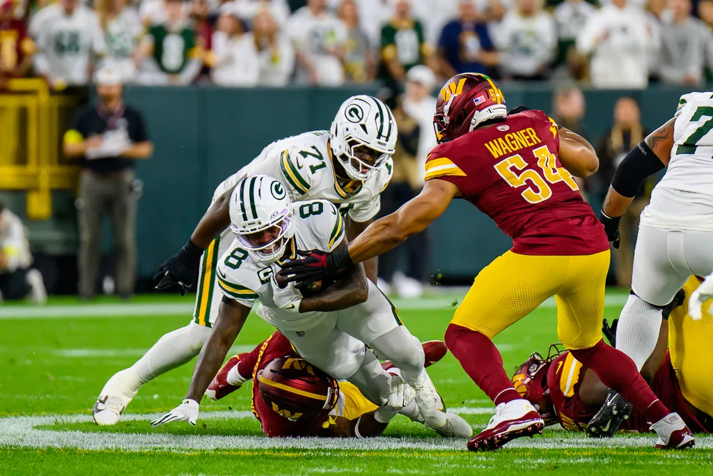GREEN BAY, WI - The Washington Commanders take on the Green Bay Packers at Lambeau Field in Week 2 of the 2025 NFL season.