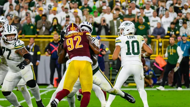 GREEN BAY, WI - The Washington Commanders take on the Green Bay Packers at Lambeau Field in Week 2 of the 2025 NFL season.