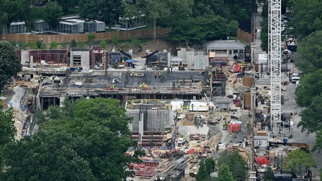 The ongoing construction of the White House Ballroom, which replaces the East Wing.