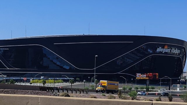 Allegiant Stadium, home of the Las Vegas Raiders, in Las Vegas.