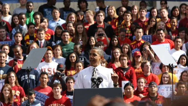 Barack Obama speaking at USC on Oct. 22, 2010. (Shotgun Spratling-Neon Tommy)