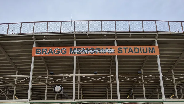 The eastern entrance of Bragg Memorial Stadium