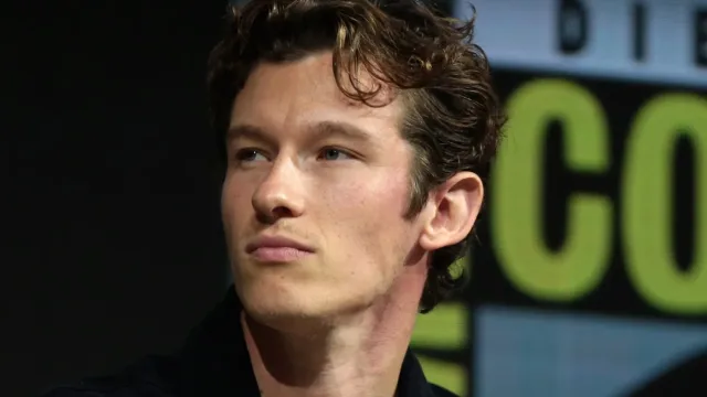 Callum Turner speaking at the 2018 San Diego Comic-Con International in San Diego, California.