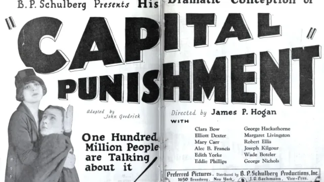 Advertisement for the American drama film Capital Punishment (1925), on pages 8 and 9 of the December 23, 1924 Film Daily.