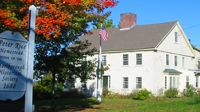 The historic Peter Rice Homestead in Marlborough, Massachusetts, in the fall.
