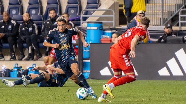 Cavan Sullivan plays for the Philadelphia Union against the Chicago Fire on Oct. 26, 2025.
