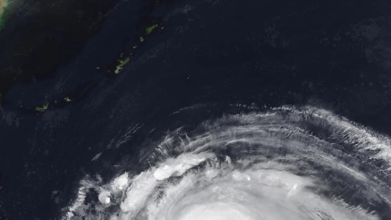 Super Typhoon Champi as a powerful Category 5-equivalent typhoon on October 20, 2026.