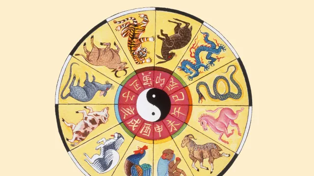 Chinese zodiac wheel.