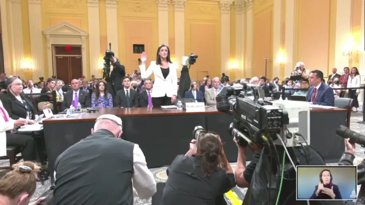 Clip from Congress's video of Cassidy Hutchinson when she testified, on -f