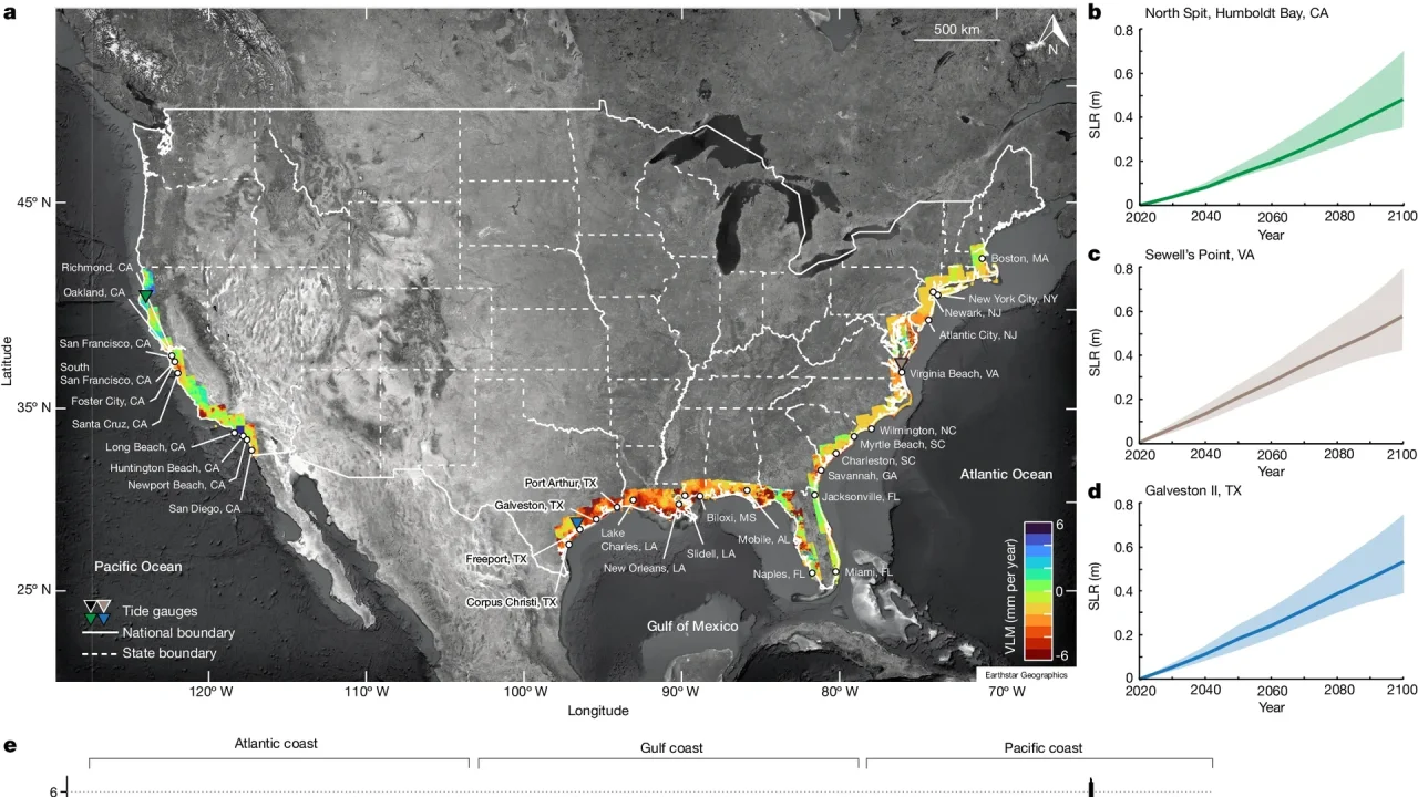 Coastal hazards across the USA (climate change vertical land motion and sea-level rise)