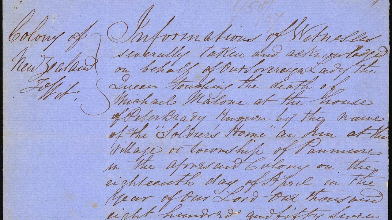 Coroners Inquests - Case Files - Auckland - Malone, Michael (1857 - 1857)