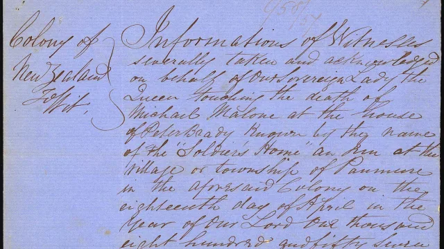 Coroners Inquests - Case Files - Auckland - Malone, Michael (1857 - 1857)