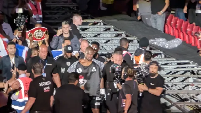 Daniel Dubois walking out in Wembley to fight Usyk