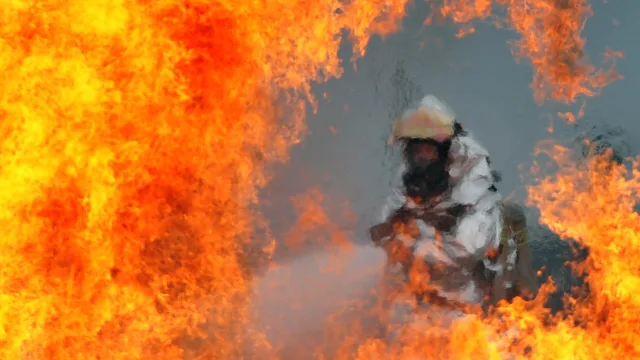Defense.gov News Photo 120723-F-HA794-089 - A U.S. Air Force firefighter sprays water at the fire of a simulated C-130 Hercu…