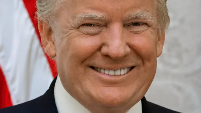 President Donald Trump poses for his official portrait at The White House, in Washington, D.C., on Friday, October 6, 2017.