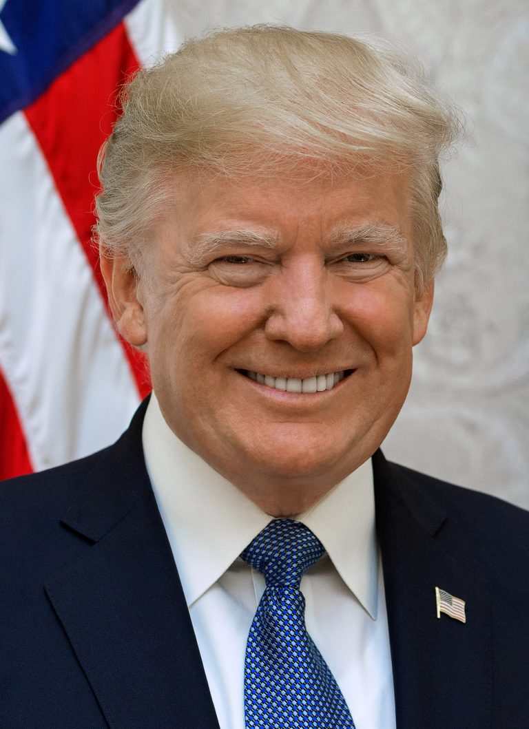 President Donald Trump poses for his official portrait at The White House, in Washington, D.C., on Friday, October 6, 2017.