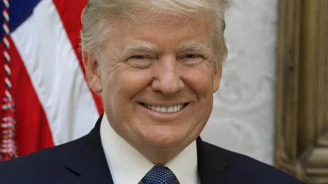 President Donald Trump poses for his official portrait at The White House, in Washington, D.C., on Friday, October 6, 2017.