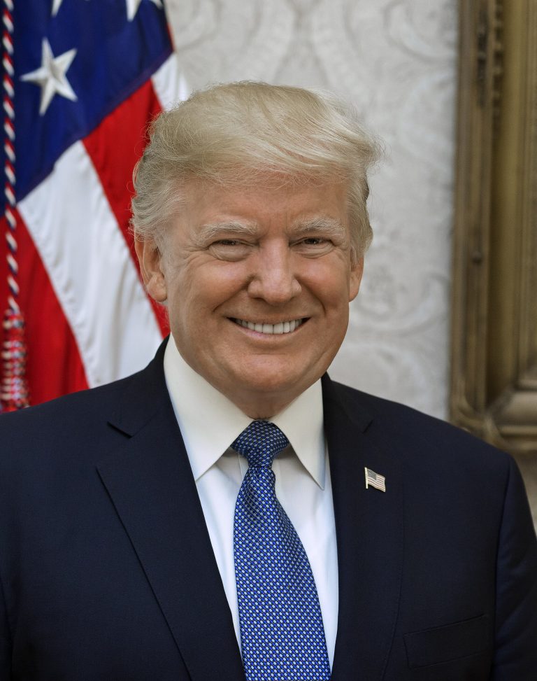 President Donald Trump poses for his official portrait at The White House, in Washington, D.C., on Friday, October 6, 2017.