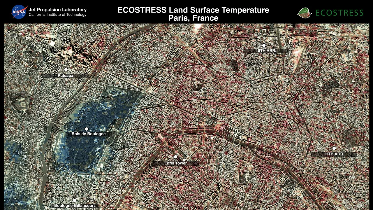 ECOSTRESS Captures Paris During Europe Heat Wave (PIA26190)