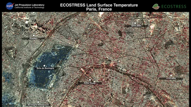 ECOSTRESS Captures Paris During Europe Heat Wave (PIA26190)