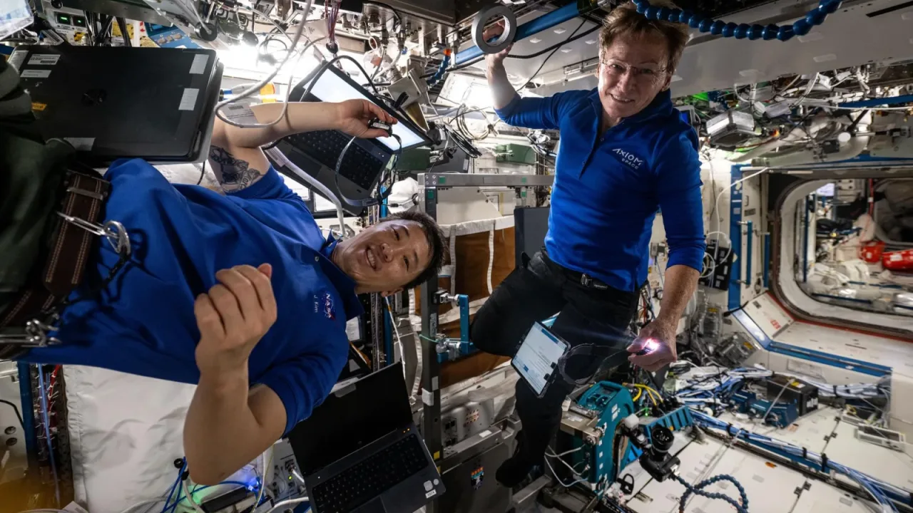 Expedition 73 Flight Engineer Jonny Kim and Axiom Mission 4 Commander Peggy Whitson