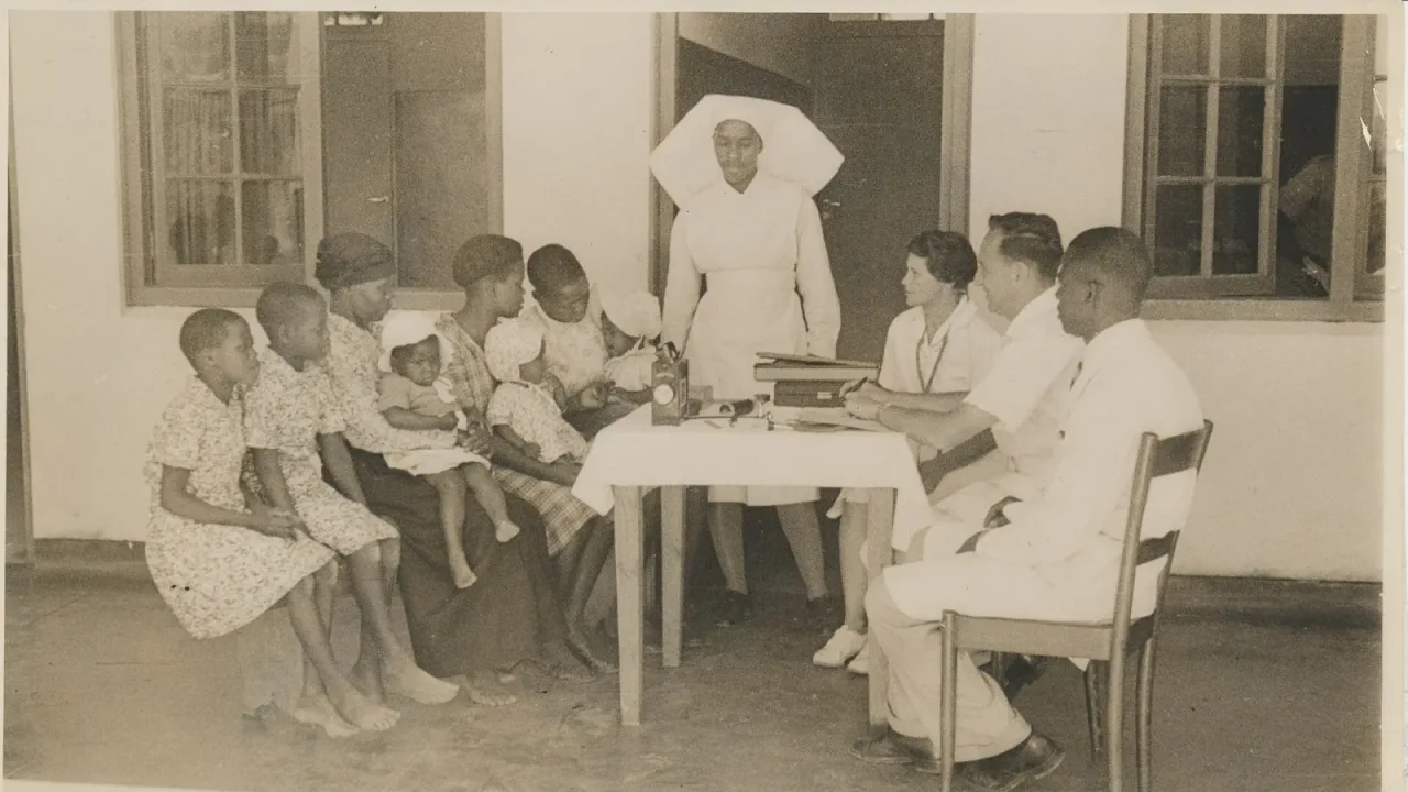 Family consultation with Pholela health centre doctors - circa 1942