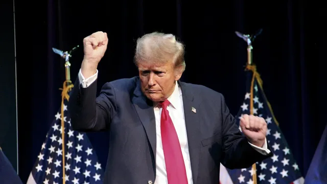 Former President Donald Trump Holds Campaign Rally In Rochester, New Hampshire