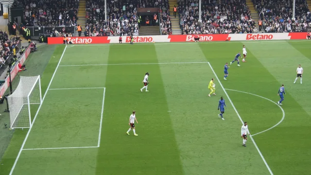 The ongoing match between Fulham and Chelsea.