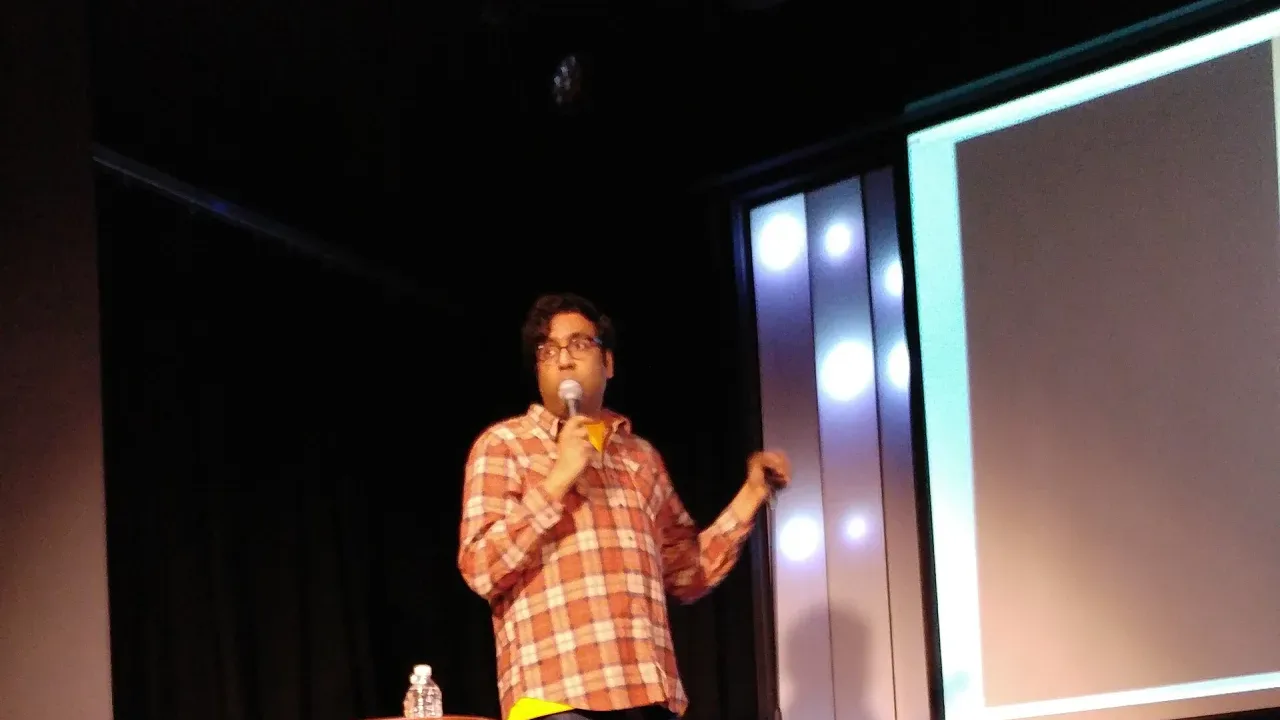 Hari Kondabolu onstage at Littlefield in Brooklyn on December 27, 2017