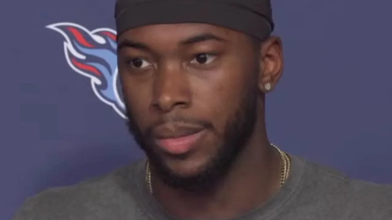 Tennessee Titans RB Hassan Haskins being interviewed