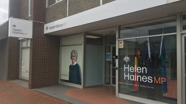 The office of federal Indi MP Helen Haines, an independent politician, on Murphy Street in Wangaratta.