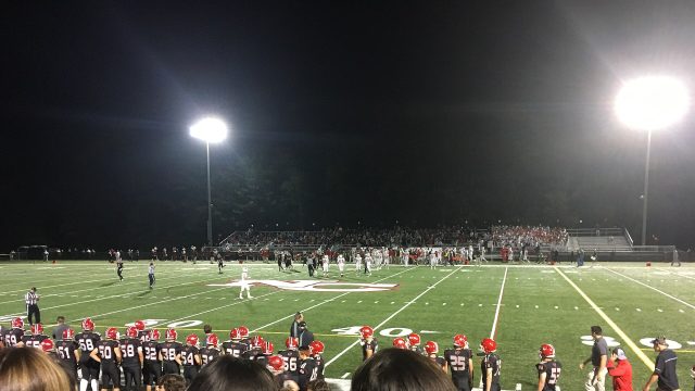 Football game at New Canaan High School