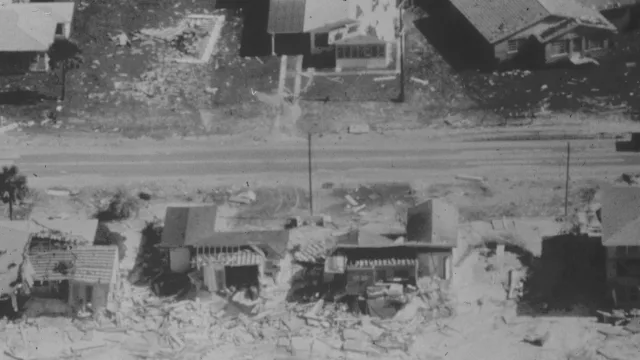 Damage in the Florida Panhandle from Hurricane Eloise, a Category 3 tropical cyclone.