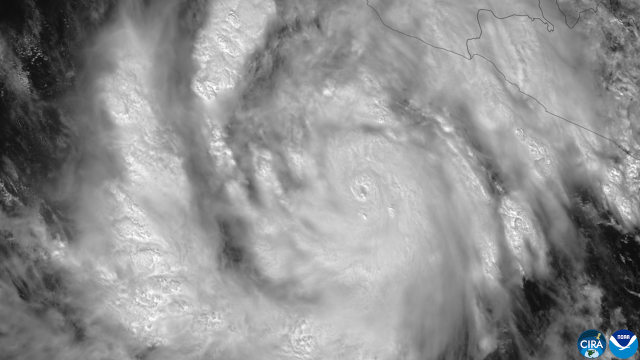 Near the southwestern coast of Mexico, Hurricane Simon strengthens.