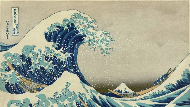 Japanese: 『神奈川沖浪裏』 - Kanagawa oki nami ura; The Great Wave off Kanagawa