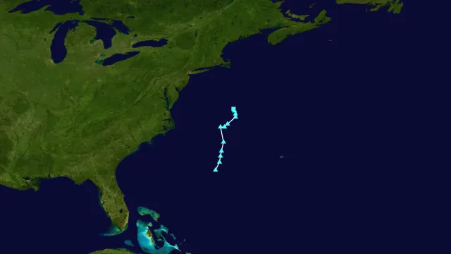 Track map of Subtropical Storm Josephine of the 2026 Atlantic hurricane season.