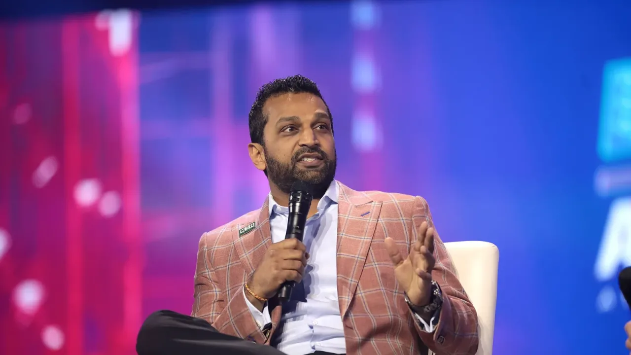 Kash Patel speaking with attendees at the 2022 AmericaFest at the Phoenix Convention Center in Phoenix, Arizona.