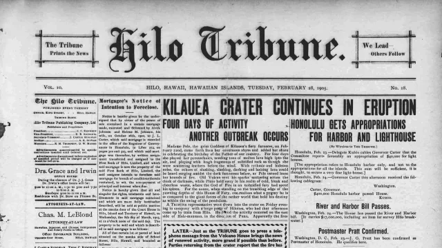 Kilauea Volcano Eruption Newspaper Page