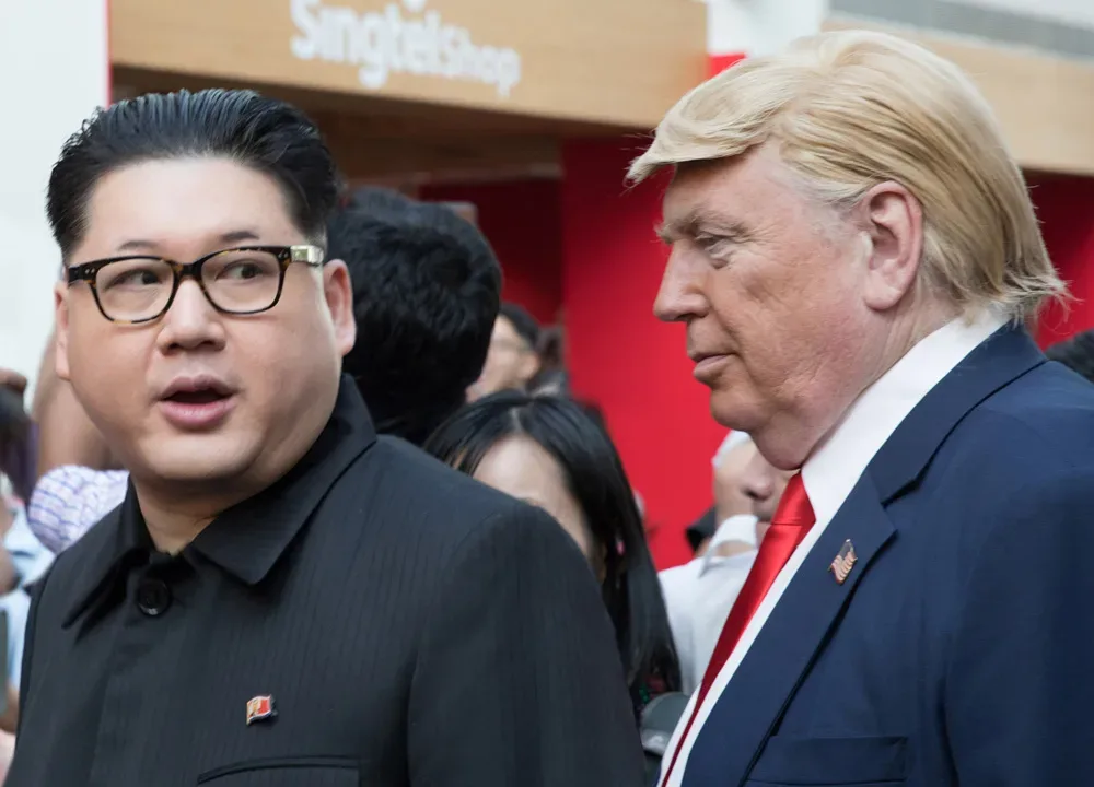 Kim Jong-un and Donald Trump impersonators