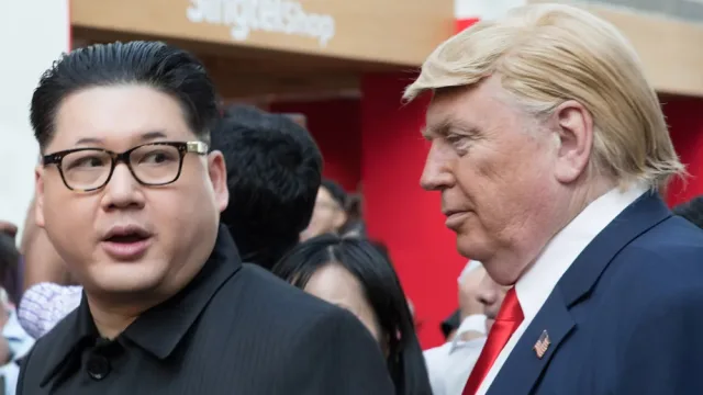 Kim Jong-un and Donald Trump impersonators