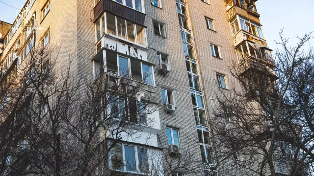 Damaged residential building in Kyiv after Russian missile attack on Ukraine on 31 December 2022.