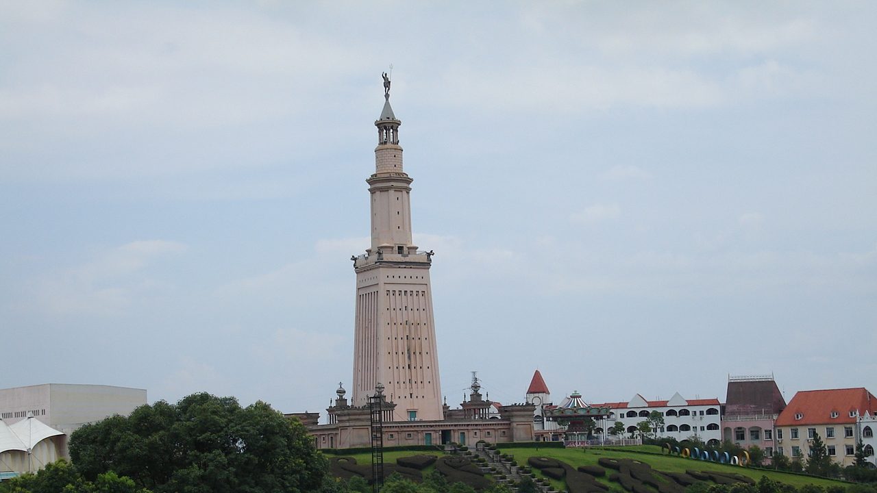 Lighthouse of Alexandria in "The Window of the World" cultural park in Changsha, China.