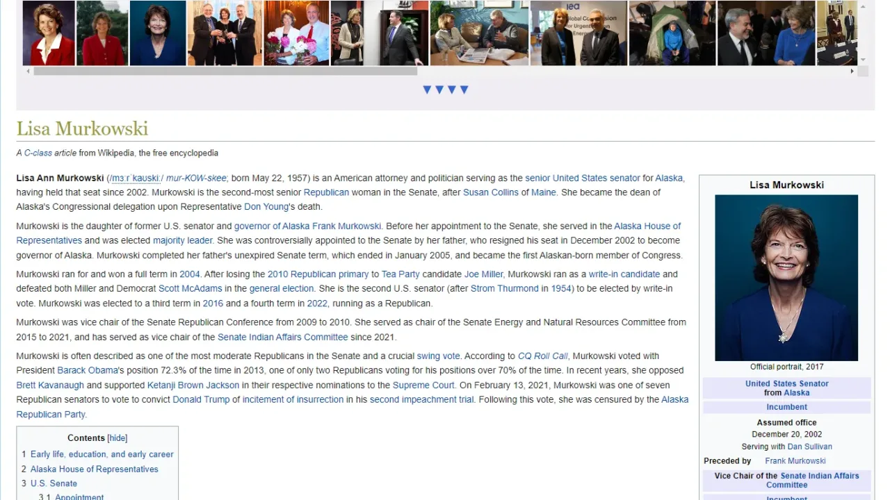 Screenshot of the View it! gallery for Lisa Murkowski