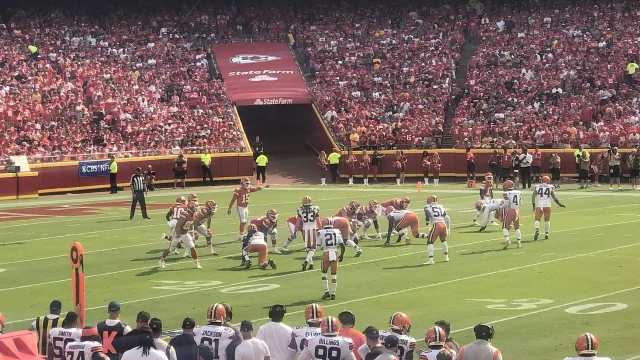 Patrick Mahomes and the Kansas City Chiefs offense, lining up against the Cleveland Browns defense, 2021.