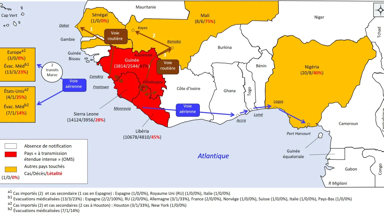 Maladie à virus Ebola (variant Makona) dans le monde de décembre 2013 à avril 2016