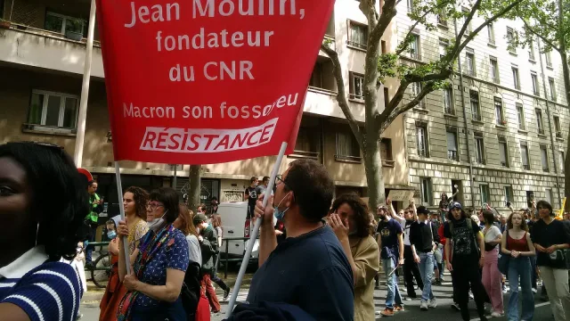 Manifestation contre la venue d'Emmanuel Macron au fort Montluc, Lyon (8 mai 2023) 10