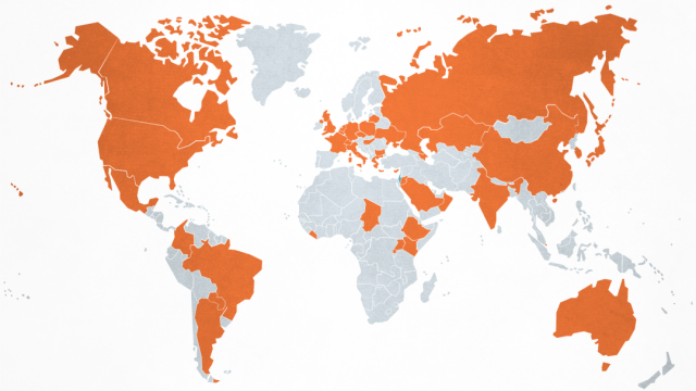 Map of countries visited by Benjamin Netanyahu from 2017 to 2020