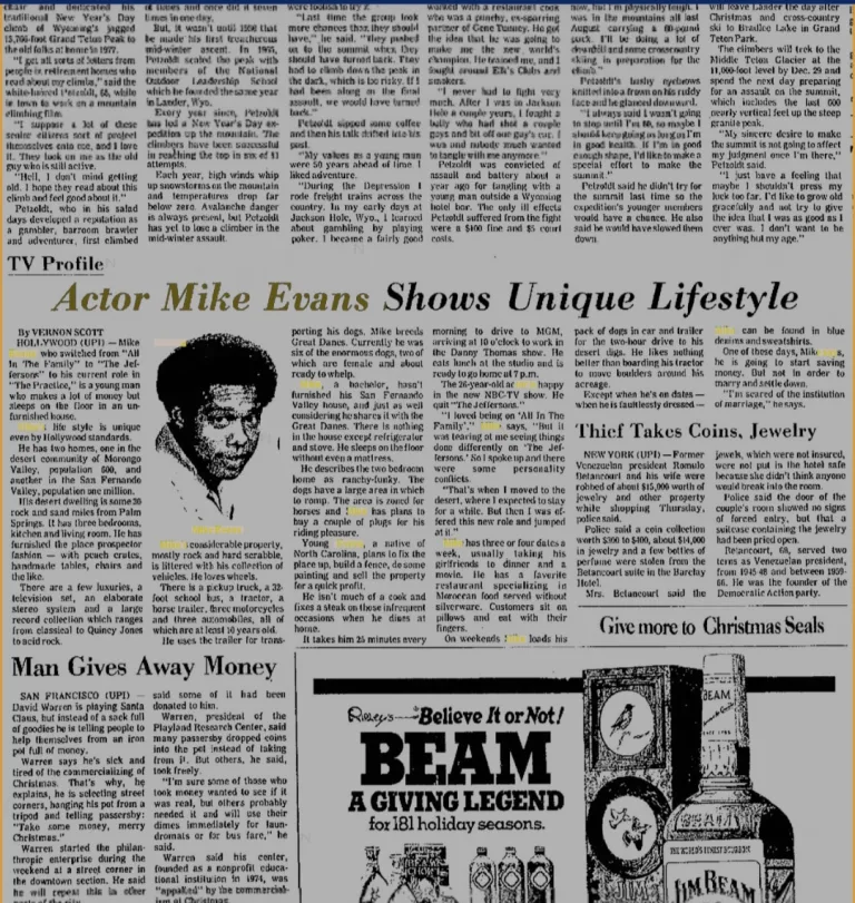 Interview with actor Mike Evans about his lifestyle.