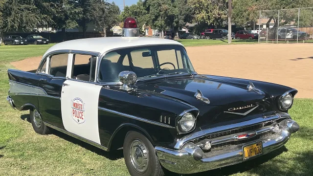 A 1957 Chevrolet Bel Air belonging to the Modesto Police Department.